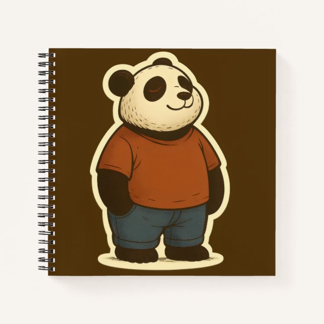 Cuaderno Zen Panda Sticker – Relaxed Cartoon Bear in Casual (Anverso)