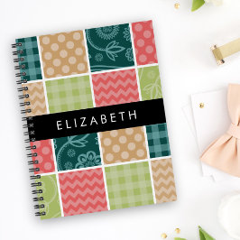 Cuaderno Zigzag, Chevron, Gingham, Puntos Polka, Tu Nombre