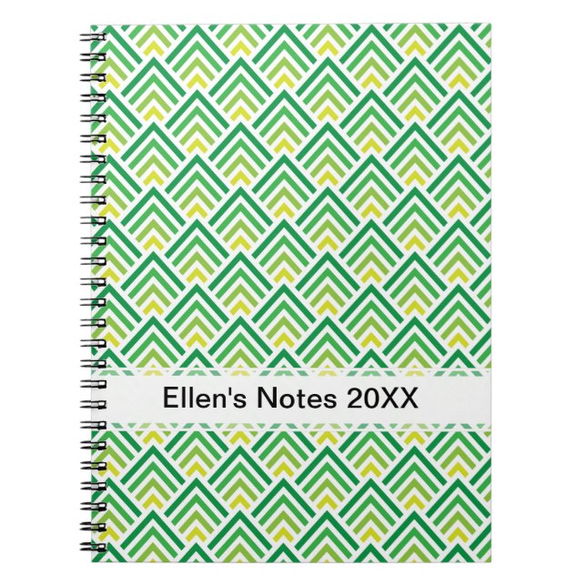 Cuaderno Zigzag geométrico de Chevron del verde brillante (Frente)
