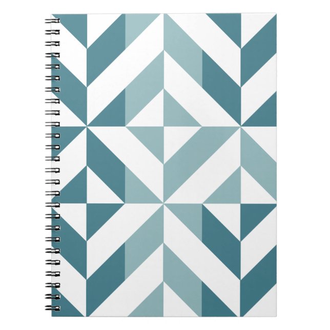 Cuaderno ZigZag geométrico de dos tonos verde verde azulado (Frente)