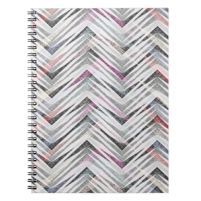 Cuaderno Zigzag, geométrico, gris, lilac, rosa, negro, tira (Frente)