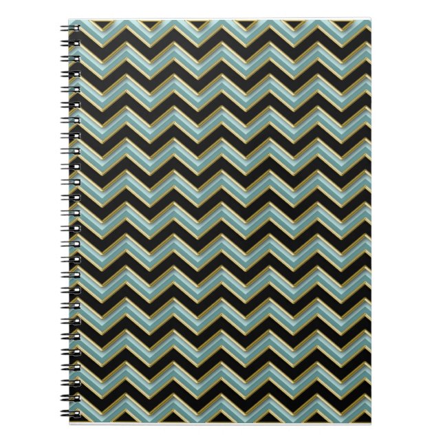 Cuaderno ZigZag Verde azulado de oro negro (Frente)