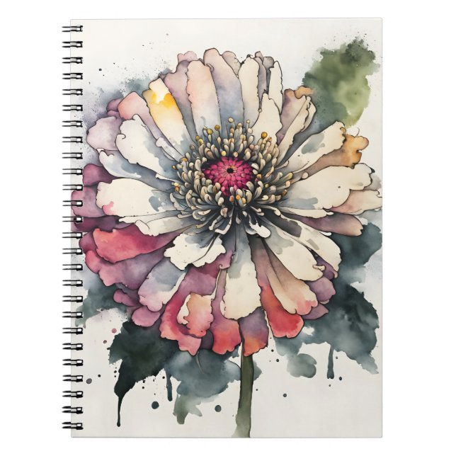 Cuaderno Zinnia - Flores de acuarela (Frente)
