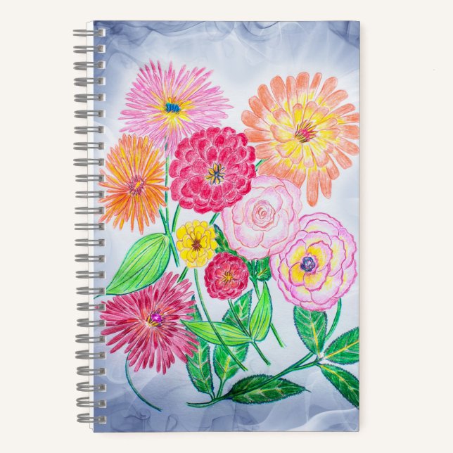 Cuaderno Zinnia Flower Artistic Garden Art (Anverso)