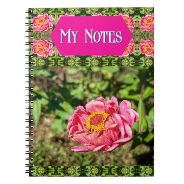 Cuaderno Zinnia rosa con alfombra del centro amarillo (Frente)