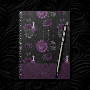 Cuaderno Zodiac Magic Rosas de cráneo gótico de ciruela m