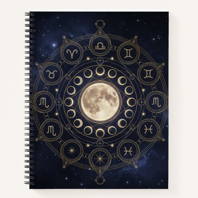 Cuaderno Zodiac & Moon Phase Celestial Journal (Anverso)