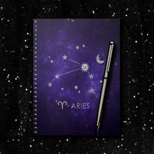 Cuaderno Zodiac Purple Aries Horoscopio Astrológico Cósmi