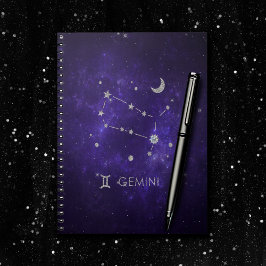 Cuaderno Zodiac Purple Gemini | Horoscopio Astrológico Cósm