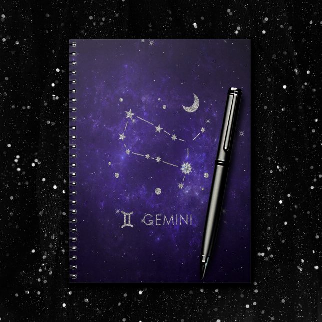 Cuaderno Zodiac Purple Gemini | Horoscopio Astrológico Cósm (Subido por el creador)
