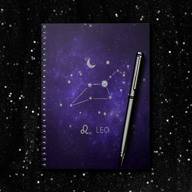 Cuaderno Zodiac Purple Leo | Horoscopio Astrológico Cósmico (Subido por el creador)