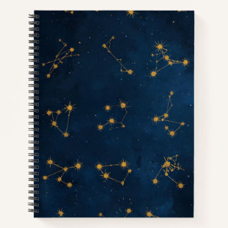 Cuaderno Zodíaco Dorado: El Cielo Nocturno en tus Manos