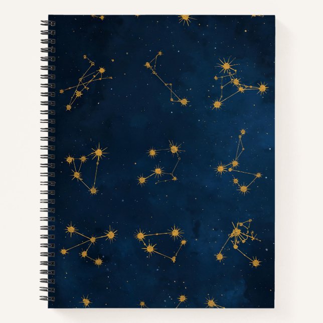 Cuaderno Zodíaco Dorado: El Cielo Nocturno en tus Manos (Anverso)
