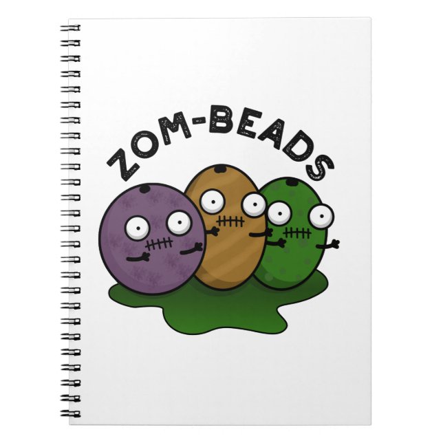 Cuaderno Zom-abalorios Funny Halloween Zombie Beads Pun (Frente)