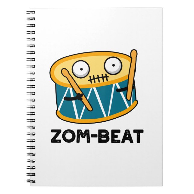 Cuaderno Zom-beat Funny Halloween Zombie Drum Pun (Frente)