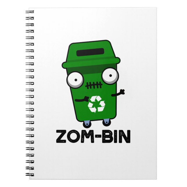Cuaderno Zom-bin Funny Halloween Zombie Trash Bin Pun (Frente)