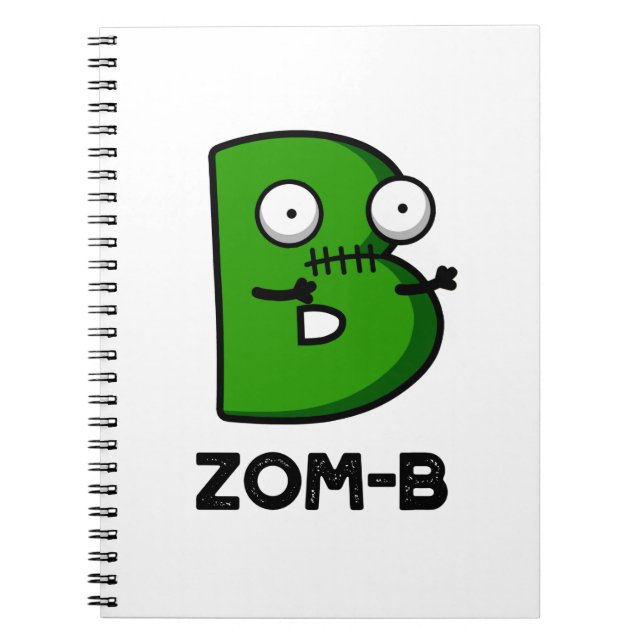 Cuaderno Zomb-b Funny Halloween Zombie Alphabet B Pun (Frente)