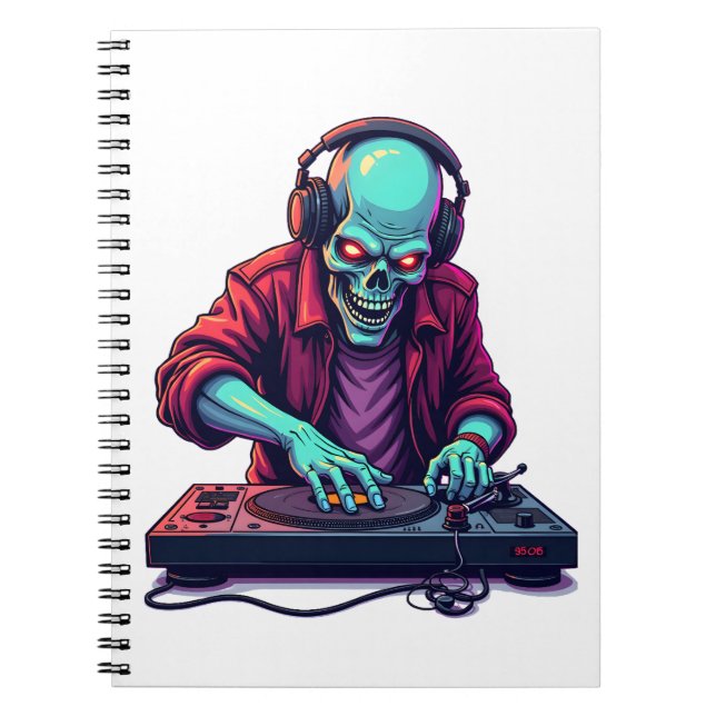 Cuaderno Zombie DJ � Music Festival Halloween Tee (Frente)