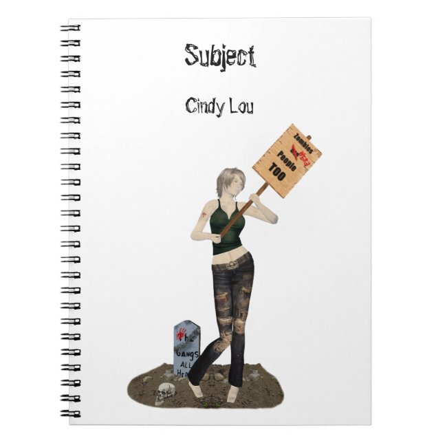 Cuaderno Zombie Pin Up Chica Protesta 2 Bloc de notas espir (Frente)
