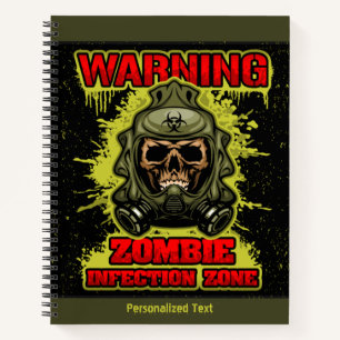Cuaderno Zona de infección zombie de advertencia