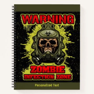 Cuaderno Zona de infección zombie de advertencia