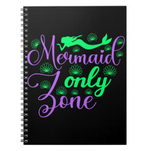 Cuaderno Zona exclusiva de sirenas en verde neón y púrpura