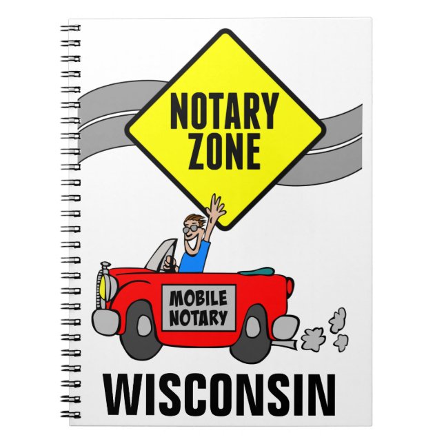 Cuaderno Zona notarial móvil Red Sports Car Wisconsin (Frente)
