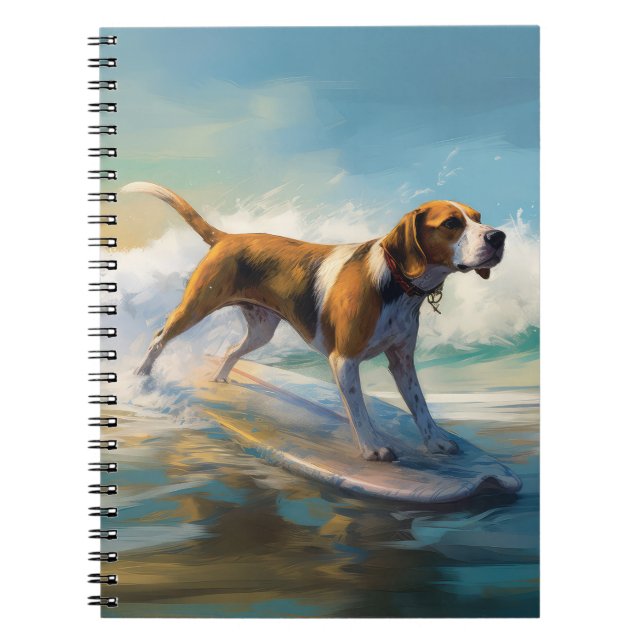 Cuaderno Zorro americano inglés de playa surfista pintura  (Frente)