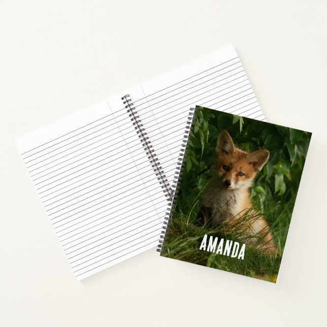 Cuaderno Zorro de bebé barato en un bosque verde (Interior)