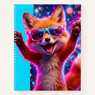 Cuaderno zorro de dibujos animados alegre con pelaje naranj