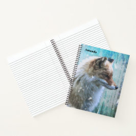 Cuaderno Zorro de Furry Cute en fondo azul grunge