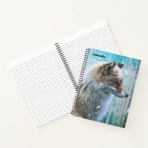 Cuaderno Zorro de Furry Cute en fondo azul grunge