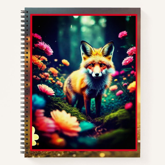 Cuaderno "Zorro de la jungla en flor brillante" (Anverso)