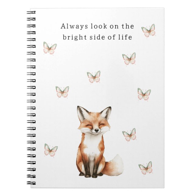 Cuaderno Zorro Feliz Lindo Lado Brillante Mariposas   (Frente)