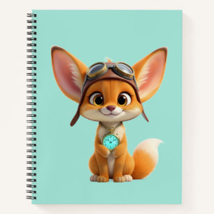Cuaderno Zorro Fennec Aviador Adorable con Reloj de Bolsill
