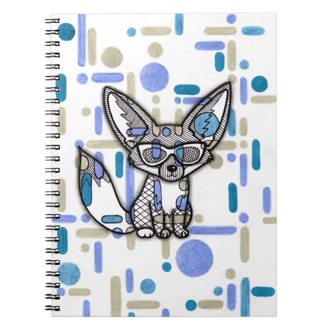 Cuaderno Zorro Fennec Genial con Gafas de Sol Espiral Geomé (Frente)