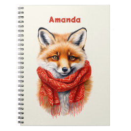 Cuaderno Zorro lindo con una bufanda roja Imagen de otoño