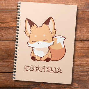Cuaderno Zorro Pequeño Sonriente Lindo Nombre Personalizado