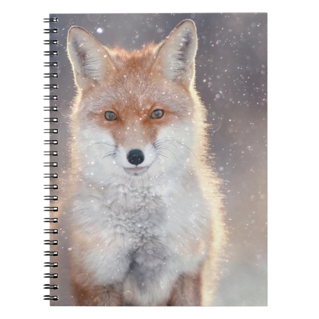 Cuaderno zorro rojo, bosque de invierno, ilustracion pintor (Frente)