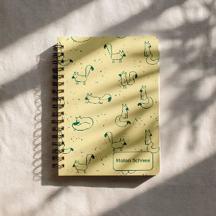 Cuaderno Zorros caprichosos en teal sobre amarillo mantequi