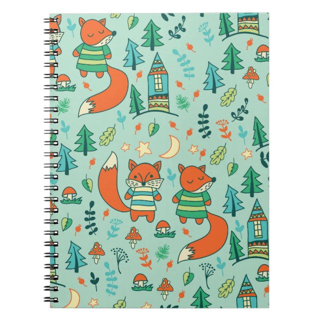 Cuaderno Zorros jóvenes: Patrón continuo para niños. (Frente)