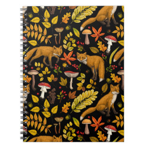 Cuaderno zorros otoñales sobre negro