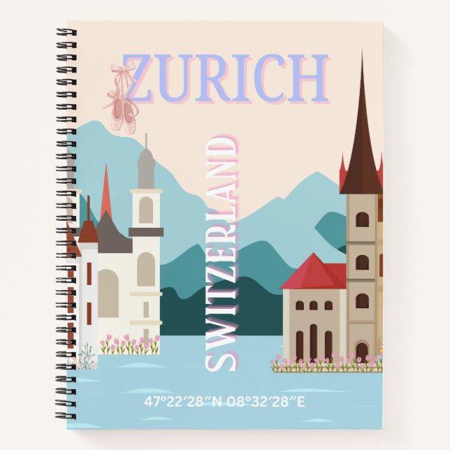 Cuaderno Zúrich Travel Art, Suiza Travel Art, Retro (Anverso)