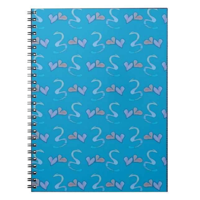Cuadernos azules con motivos de corazones y serpie (Frente)