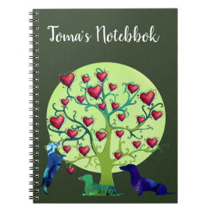 Cuadernos con nombre de perros salchicha Corazones