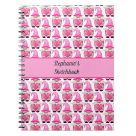 Cuadernos de bosque de gnomos rosados corazones Li
