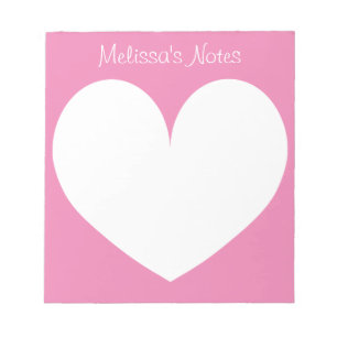 Cuadernos de notas personalizados con corazón rosa