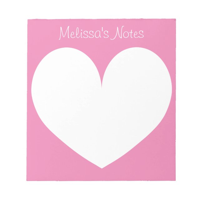 Cuadernos de notas personalizados con corazón rosa (Frente)