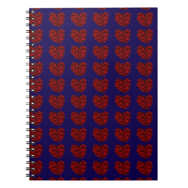 Cuadernos en espiral azules con corazones rojos (Frente)