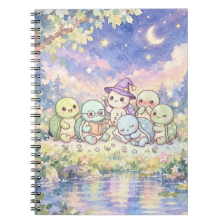 Cuadernos en espiral de tortugas lindas en un jard